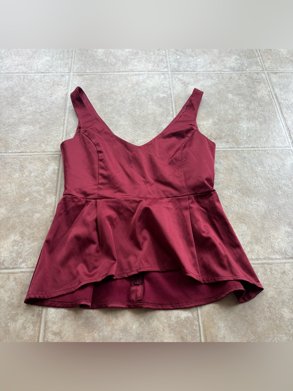 ASOS Burgundy Peplum Tank Top